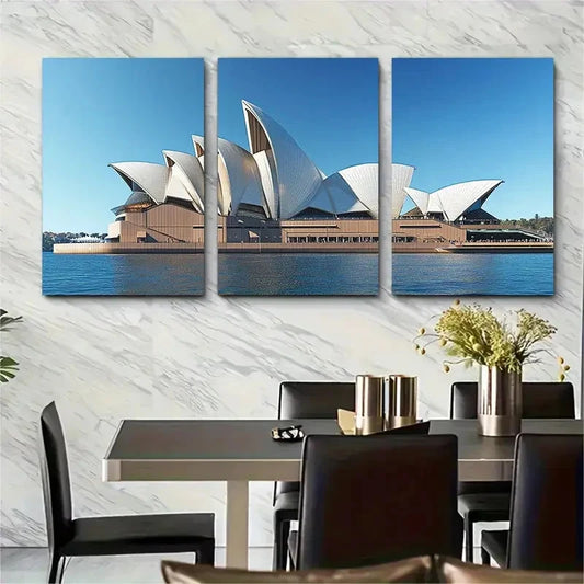 3pcs Sydney Opera House Art Australia Travel Wall Art Set Canvas Framed 40x60cm - High Quality Print 100% Australian Made Wall Canvas Ready to Hang