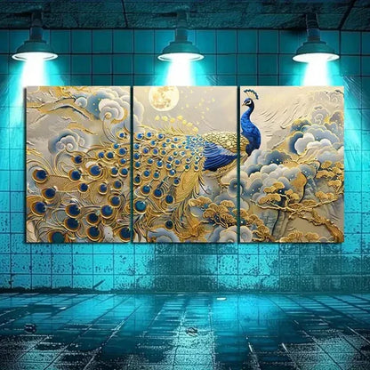 3pcs Peacock Oil Painting Canvas Framed 60X90cm - High Quality Print 100% Australian Made Wall Canvas Ready to Hang