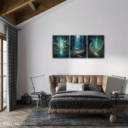 3pcs Aesthetic Visual Language Forest and Light Metal Print Ready to Hang Art