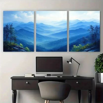 3pcs Blue Ridge Mountains North Carolina Landscape Metal Print Ready to Hang Art