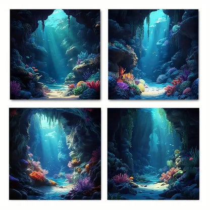 4pcsUnderwater world ElegantWall Art Canvas Framed
