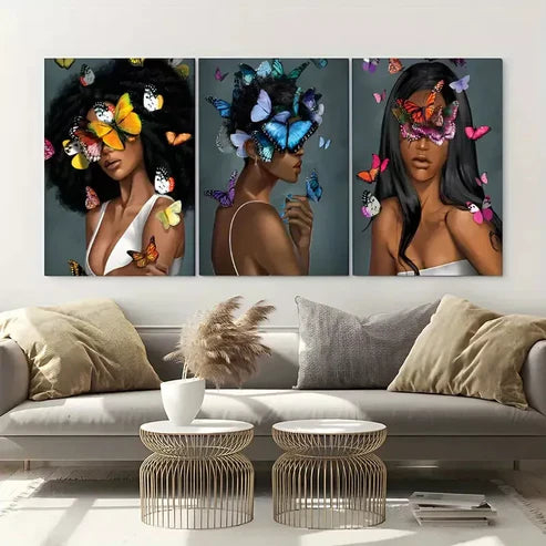 3pcs Butterfly Elegance Modern Canvas Framed 60x90cm - High Quality Print 100% Australian Made Wall Canvas Ready to Hang