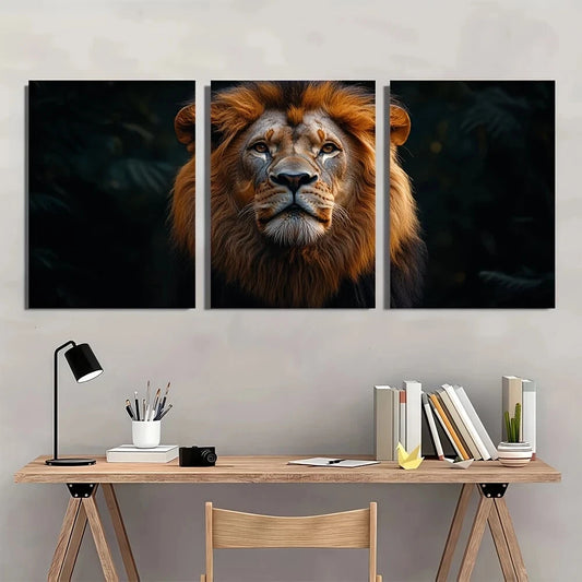 3pcs African Majestic Lion Wildlife Metal Print Ready to Hang Art