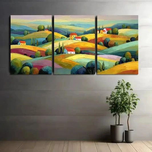 3pcs Stone Wall Mosaic Abstraction Poster Metal Print Ready to Hang Art