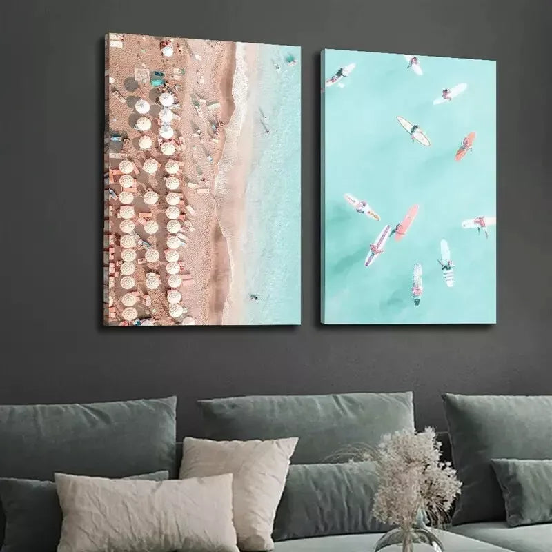 2pcs Surfing Paradise Canvas Framed 50x75cm - High Quality Print 100% Australian Made Wall Canvas Ready to Hang