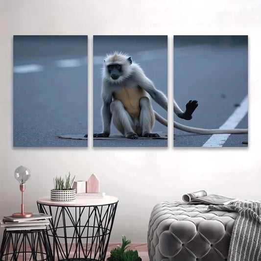 3pcs Monkey Side Metal Print Ready to Hang Art