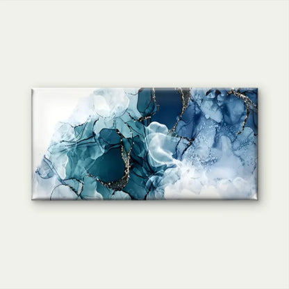 Blue White Abstract Painting Wall Art Canvas Office Home Room Framed 120x60cm