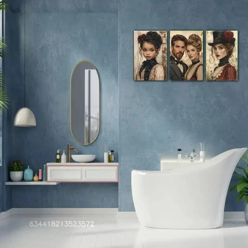 3pcs Victorian-Inspired Portrait Art Posters Metal Print Ready to Hang Art