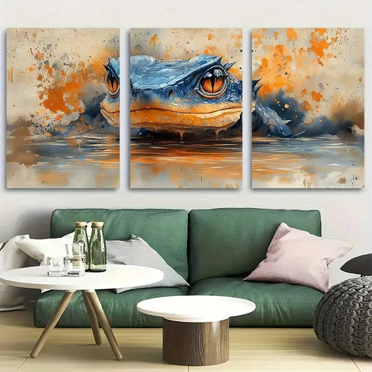 3pcs Reptile Cave Dweller Serpent Lizard Metal Print Ready to Hang Art