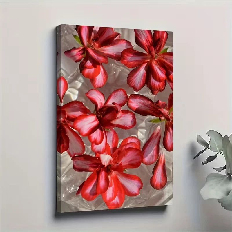 Floaty Flowers, Oil Painting Metal Print Ready to Hang