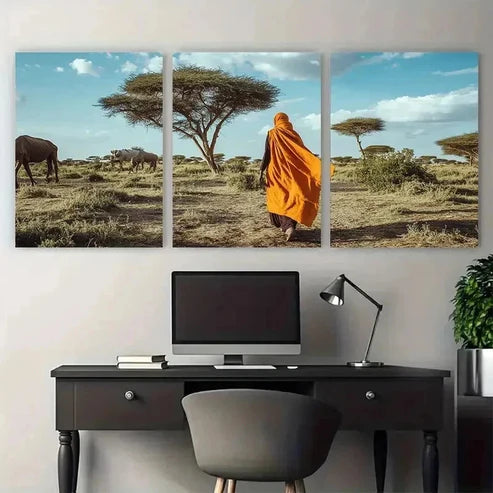 3pcs Botanical Decor West African Travel Perfect Wall Art Set Canvas Unframed - High Quality Print 100% Australian Made Wall Canvas