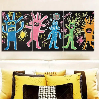 3pcs Surreal character graffiti Painting Wall Art Set Canvas Unframed - High Quality Print 100% Australian Made Wall Canvas