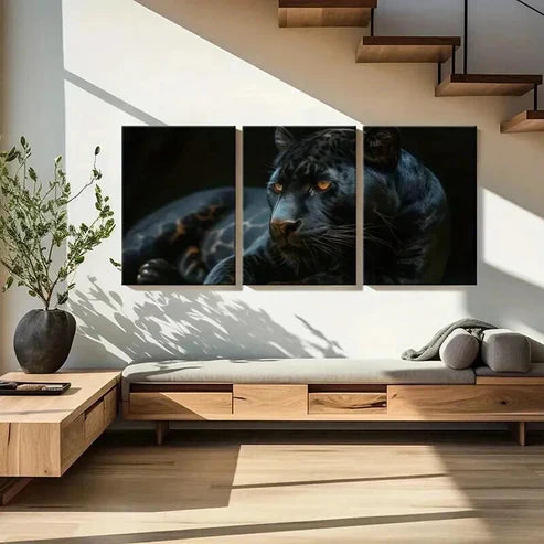 3pcs Golden Eye Dark Background Wildlife Wall Art Set Canvas Unframed - High Quality Print 100% Australian Made Wall Canvas