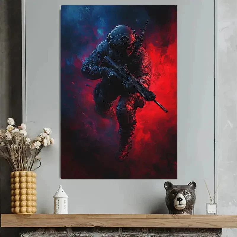 Special Forces Tactical Military Soldier Poster 40x60cm Metal Print Ready to Hang