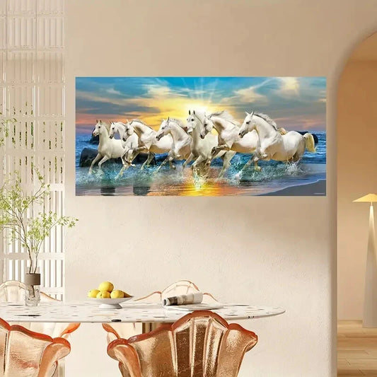 Abstract a Running Horse wall canvas office home room framed 120x60cm - Bella Home Decor