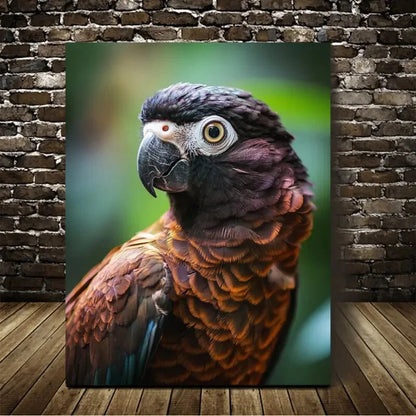 Beautiful Chocolate Brown Parrot Painting 40x60cm Metal Print Ready to Hang