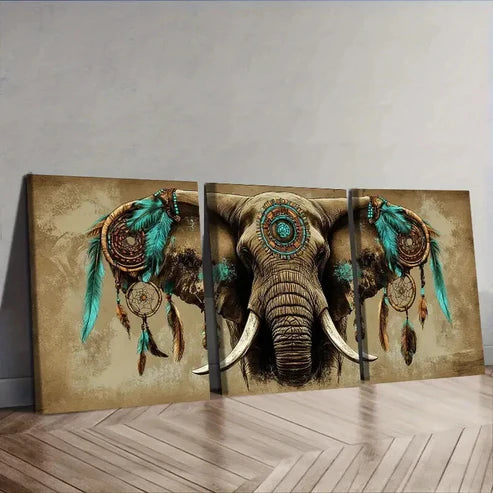 3pcs Dream catchers and elephants Wall Art Set Canvas Unframed - High Quality Print 100% Australian Made Wall Canvas