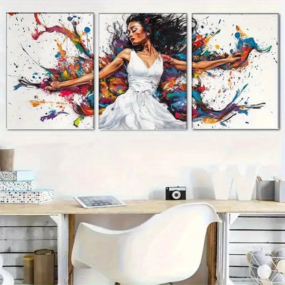 3pcs Abstract Dynamic Movement & Splash of Paint Metal Print Ready to Hang Art