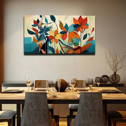 Abstract Style Flowers Leave Wall Art Canvas Office Home Room Framed 120x60cm