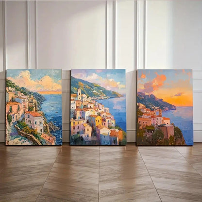 3pcs Picturesque Sunsets and Muted Colors Metal Print Ready to Hang Art