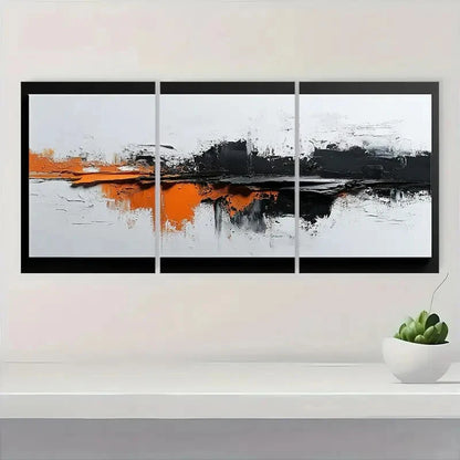 3pcs White and Brown Geometric Design Metal Print Ready to Hang Art