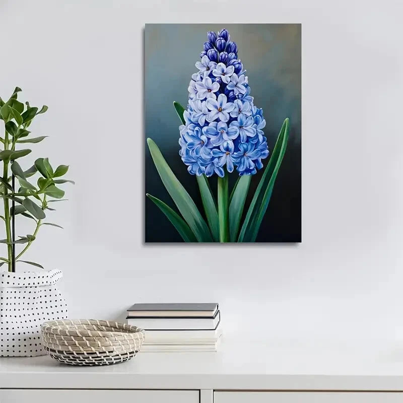 Stunning Blue Hyacinth Flower Painting 40x60cm Metal Print Ready to Hang