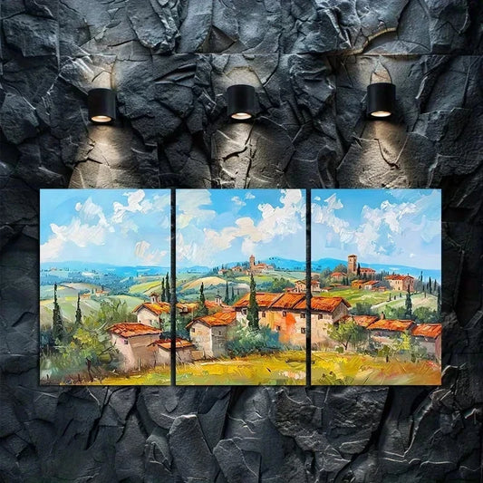 3pcs Medieval Italian Sunshine Scenery Metal Print Ready to Hang Art