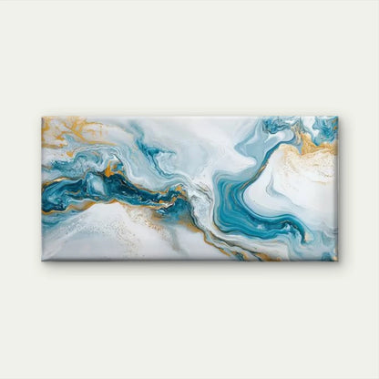 Abstract Golden & White Marble Wall Art Canvas Office Home Room Framed 120x60cm