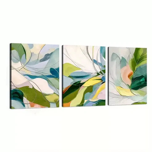 3pcs Minimalist Modern Green Plant Flower Canvas Unframed - High Quality Print 100% Australian Made Wall Canvas