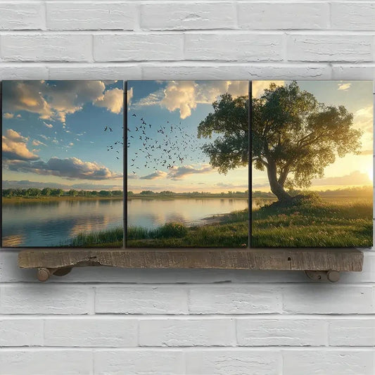 3pcs Mural Painting Set Flying Bird Metal Print Ready to Hang Art