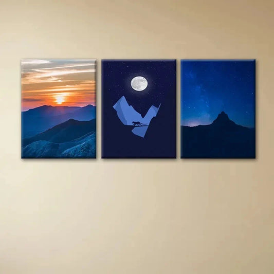 3pcs Sunrise & Nighttime Adventure Perfect Wall Art Set Canvas Framed 40x60cm - High Quality Print 100% Australian Made Wall Canvas Ready to Hang