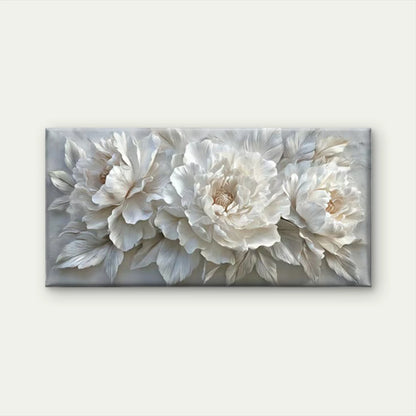 White Floral Bloom White Flower Wall Art Canvas Office Home Room Framed 120x60cm