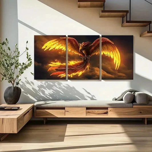 3pcs Fantasy Magical Animal Art Phoenix Bird Wall Art Set Canvas Framed 40x60cm - High Quality Print 100% Australian Made Wall Canvas Ready to Hang