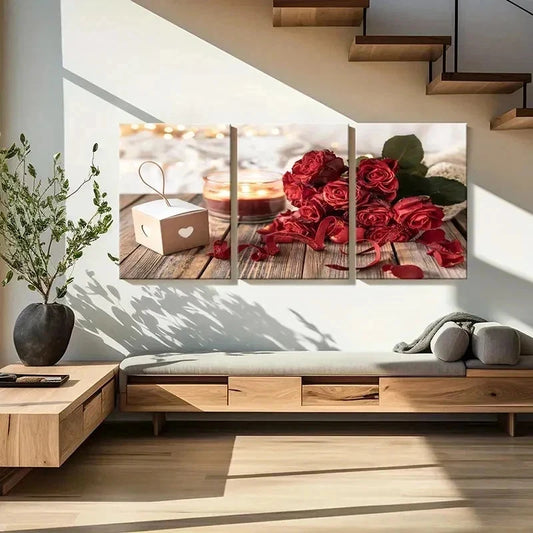 3pcs Aromatherapy Rose Flower Painting Wall Art Set Canvas Framed 40x60cm - High Quality Print 100% Australian Made Wall Canvas Ready to Hang