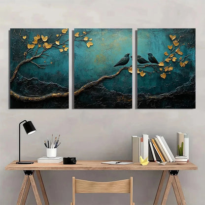 3pcs Rustic Love Themed Teal Blue and Black Wall Art Set Canvas Framed 40x60cm - High Quality Print 100% Australian Made Wall Canvas Ready to Hang