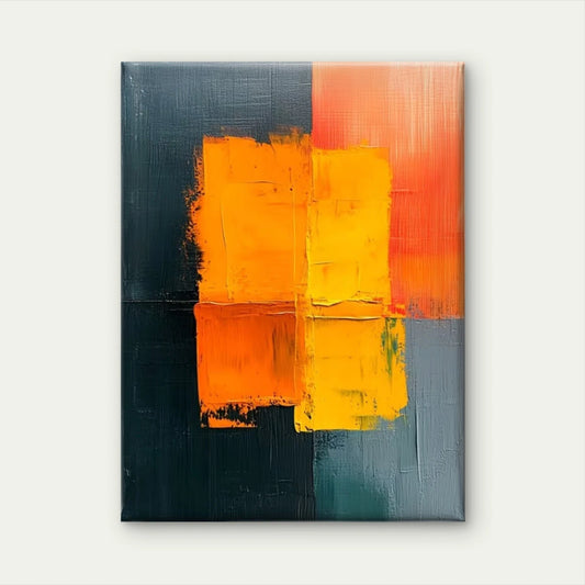 Vibrant Orange Abstract Expressionist Painting Metal Print Ready to Hang