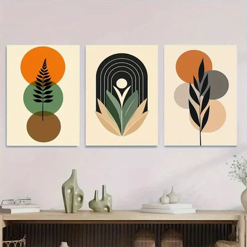 3pcs Abstract Boho Style Framed Botanical Wall Art Set Canvas Unframed - High Quality Print 100% Australian Made Wall Canvas