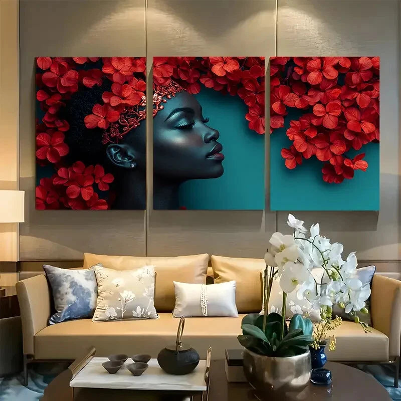 3pcs Floral Crown and Ornate Shawl Against Teal Metal Print Ready to Hang Art