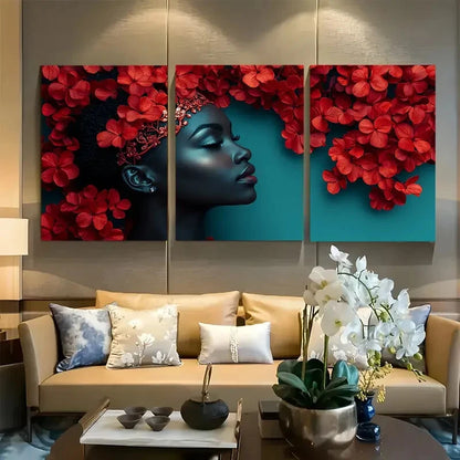 3pcs Floral Crown and Ornate Shawl Against Teal Metal Print Ready to Hang Art