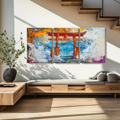 3pcs Ocean Waves Vibrant Abstract Metal Print Ready to Hang Art