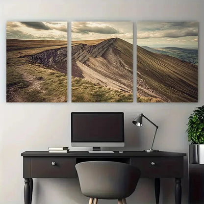 3pcs Great Ridge and Mam Tor Vintage Peak District Metal Print Ready to Hang Art