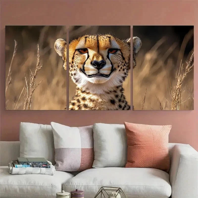 3pcs Funny Cheetah Silly Face Kruger National Park Metal Print Ready to Hang Art