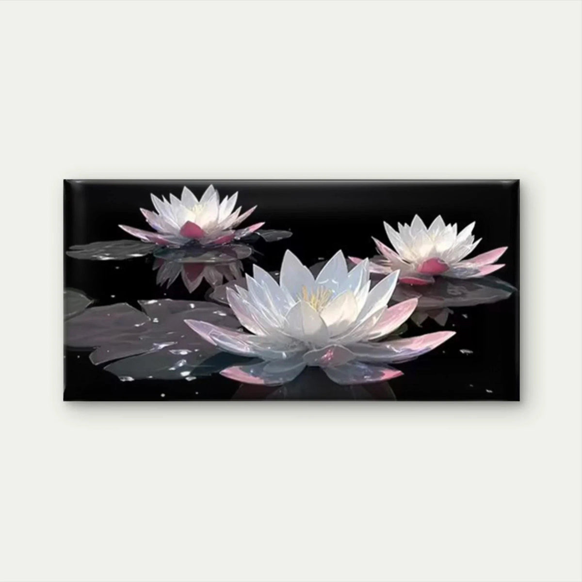 Enchanting Elegant Lotus Flower Wall Art Canvas Office Home Room Framed 120x60cm