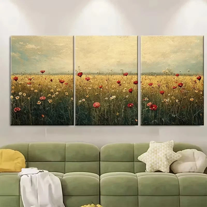3pcs Abstract Vintage Landscape Metal Print Ready to Hang Art
