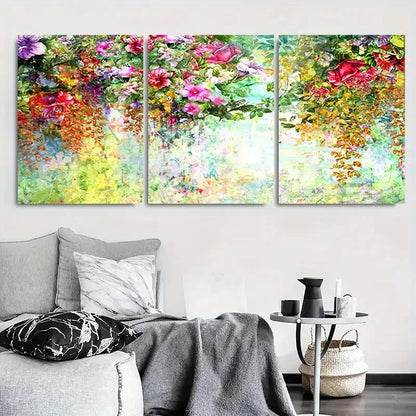 3pcs Colorful Botanical Garden Floral Metal Print Ready to Hang Art