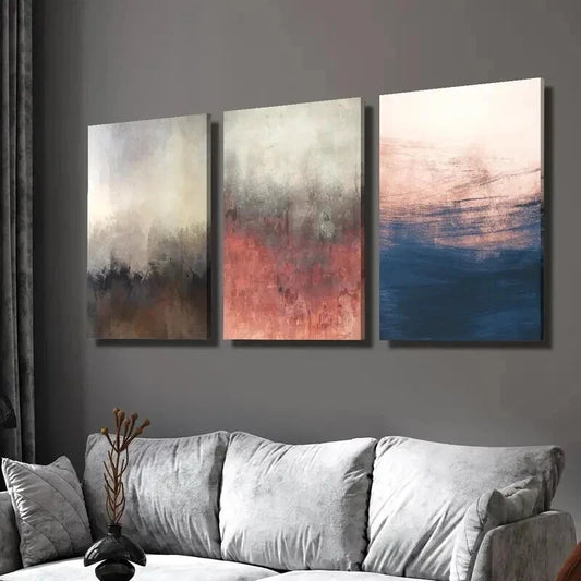 3pcs Shabby Vintage Colorful Gradient Wall Art Set Canvas Framed 40x60cm - High Quality Print 100% Australian Made Wall Canvas Ready to Hang