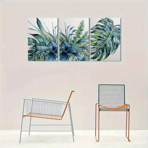 3pcs Modern Tropical Green Leaf Art Set Canvas Unframed - High Quality Print 100% Australian Made Wall Canvas