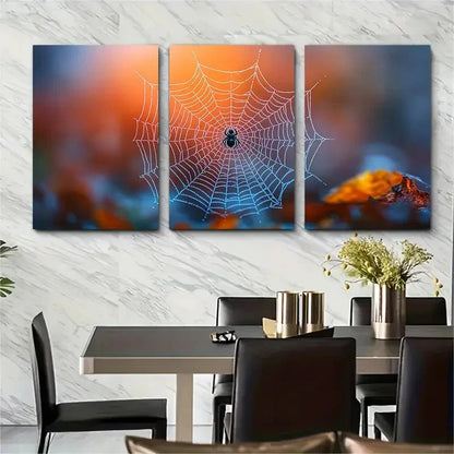 3pcs Eerie Fog Spider Web Y Wall Art Set Canvas Framed 50x70cm - High Quality Print 100% Australian Made Wall Canvas Ready to Hang