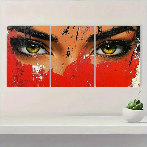 3pcs Vibrant Abstract Bold Colors Eye W  Wall Art Set Canvas Unframed - High Quality Print 100% Australian Made Wall Canvas - Bella Home Decor