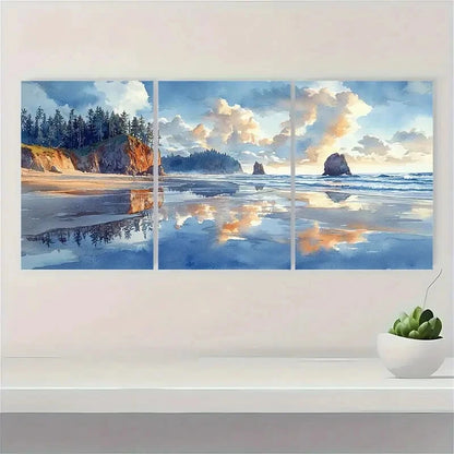 3pcs National Park Ruby Beach Watercolor Art Metal Print Ready to Hang Art